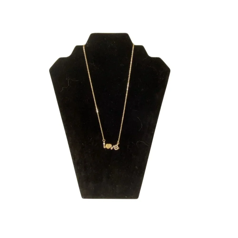 Bedazzled Love Letter Pendant Necklace Womens Gold‎ Tone Rhinestone Gemstones